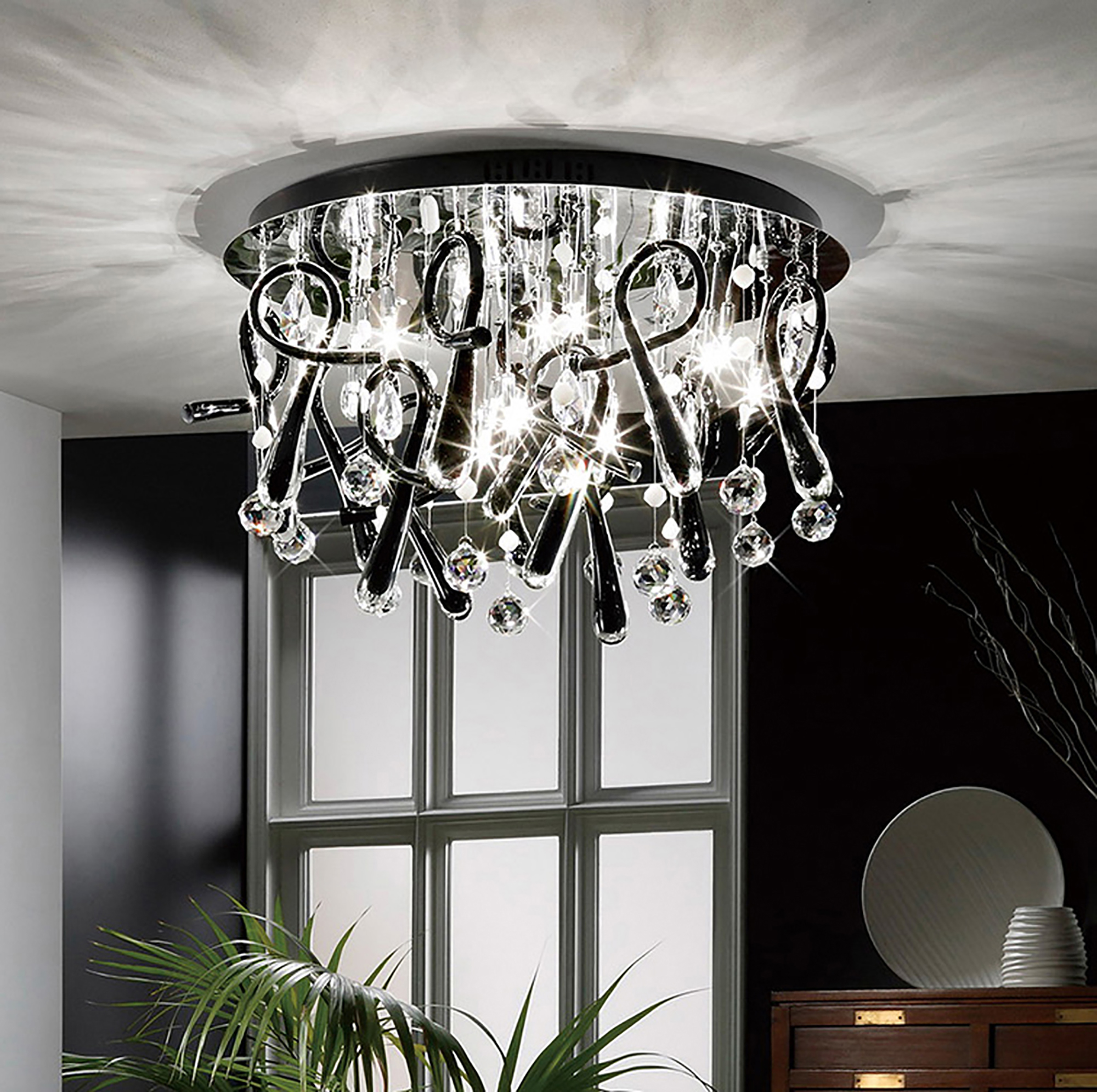 IL50385  Class Crystal  Flush Ceiling 20 Light